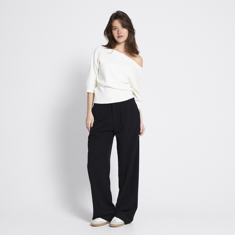 Off-shoulder knit sweater "Adriana" Off white